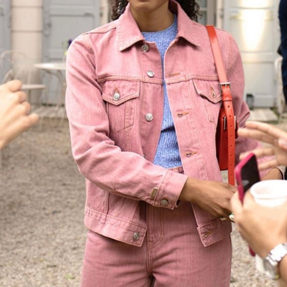 The Raglan Oversized Jean Jacket in Dusty Rose